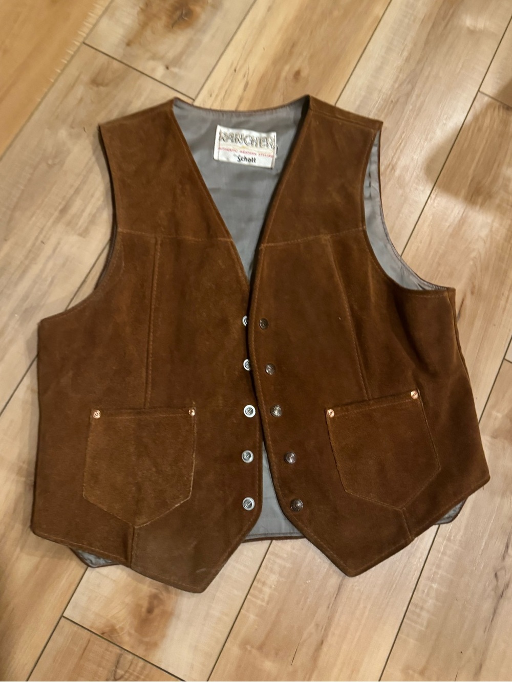 Western Brown Suede Vest by Schott